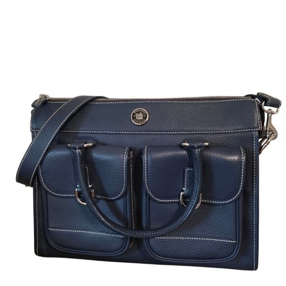 Dooney & Bourke Navy All-Weather Pebbled Leather Satchel With Adjustable Strap - Picture 1 of 13